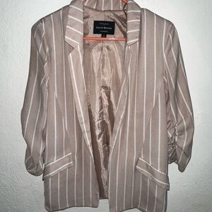 Haute Monde Beige Striped Blazer